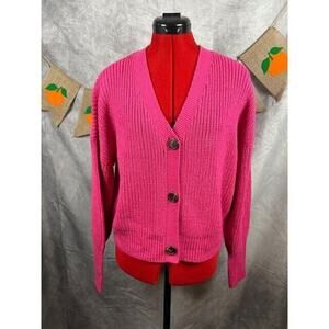 NWT Vero Moda Lea Pink Long Sleeve V-Neck Cuff Cardigan Sweater Sz M